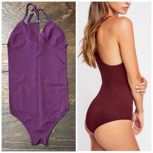 Free People Intimately Move Along Seamless Bodysuit Wine XS/S - Picture 2 of 7